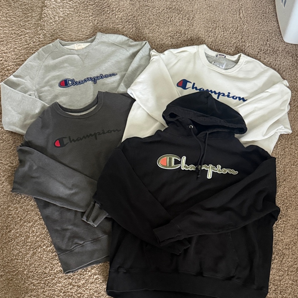 Champion Pullover & Hoodie Bundle in Black, White, Gray, Light Gray